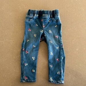 Baby Gap 18-24M Flowered Elastic Waist Jeans Jeggings Never worn NWOT